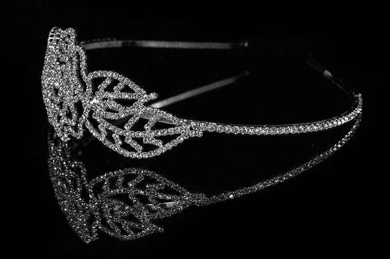 Lorel Large Rose Rhinestone Silver Headband | Rhinestone