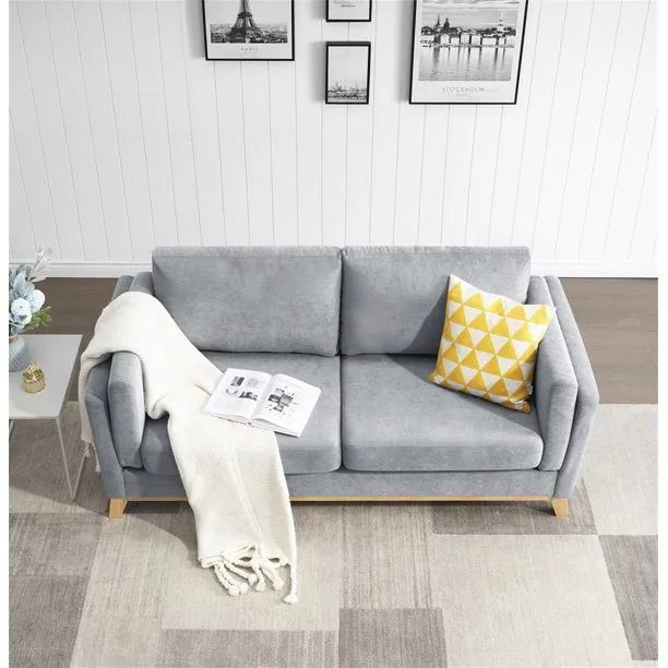 Loveseats Sofa, Modern Comfortable Chenille Fabric Sofa with Soft Cushion and Armrest Loveseat Sofa Couch for Living Room Bedroom, Gra