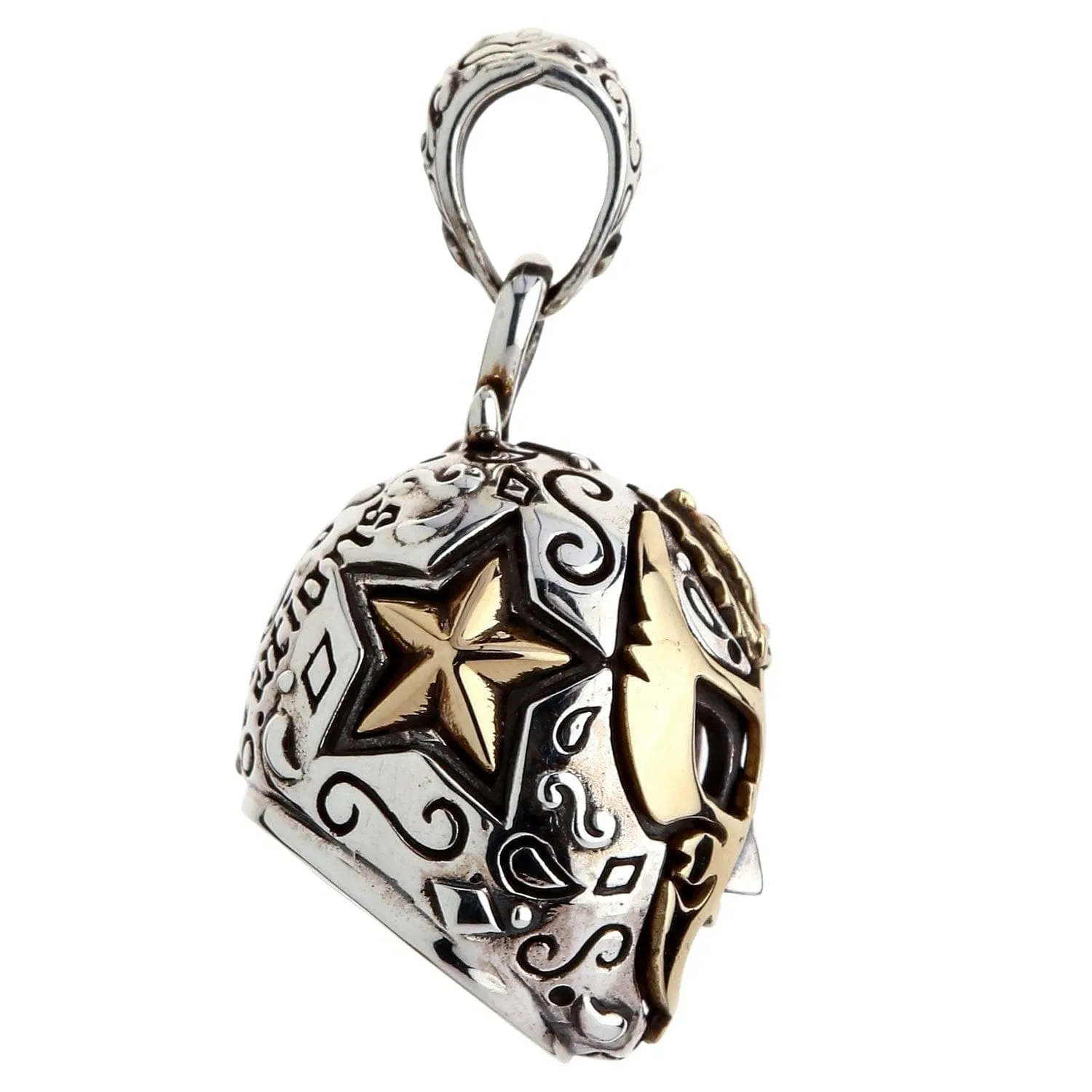 Lucha Libre Mexican Mask Sterling Silver Brass Pendant Necklace