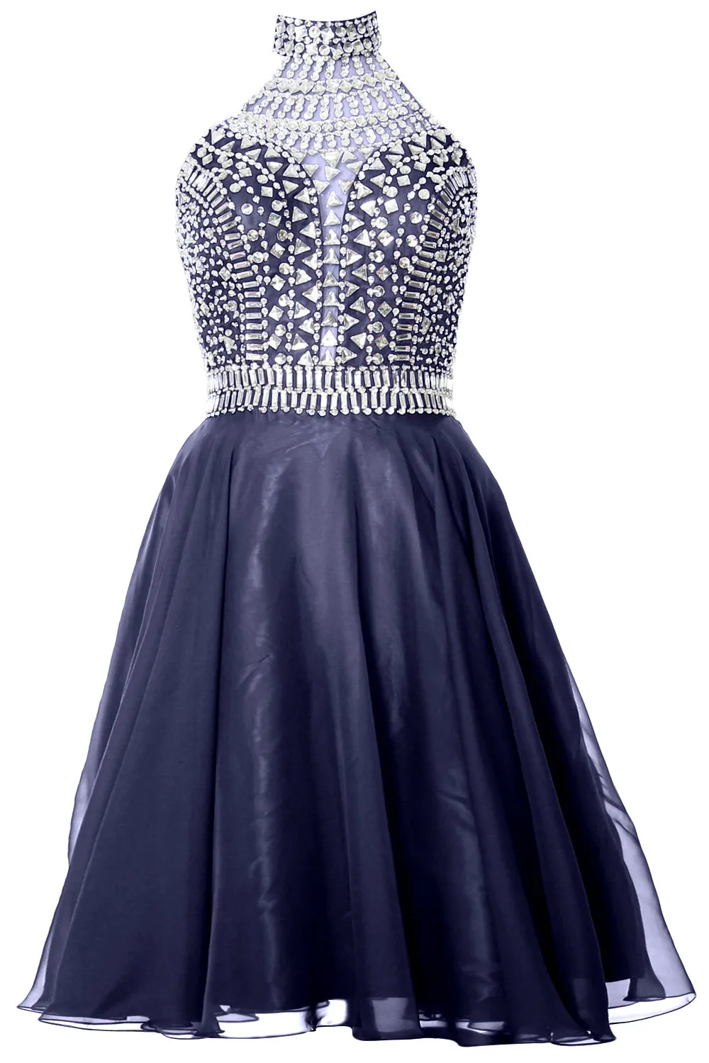 MACloth Gorgeous Halter Prom Homecoming Dress High Neck Cocktail Formal Gown