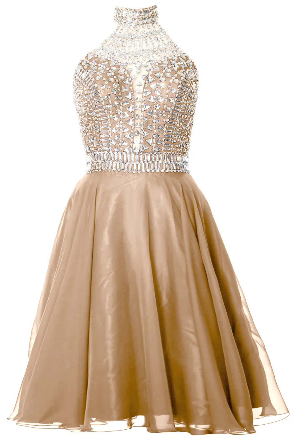 MACloth Gorgeous Halter Prom Homecoming Dress High Neck Cocktail Formal Gown