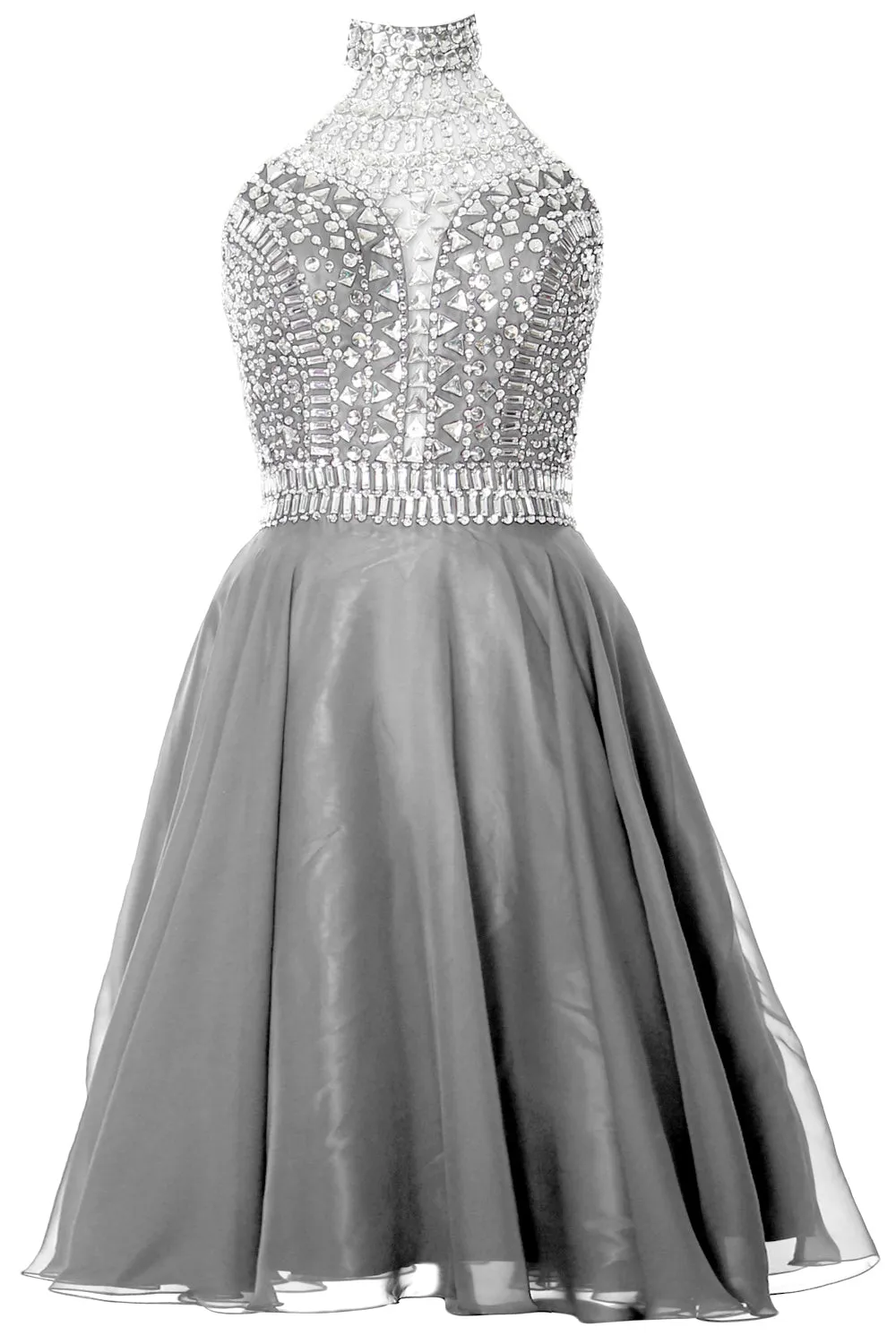 MACloth Gorgeous Halter Prom Homecoming Dress High Neck Cocktail Formal Gown