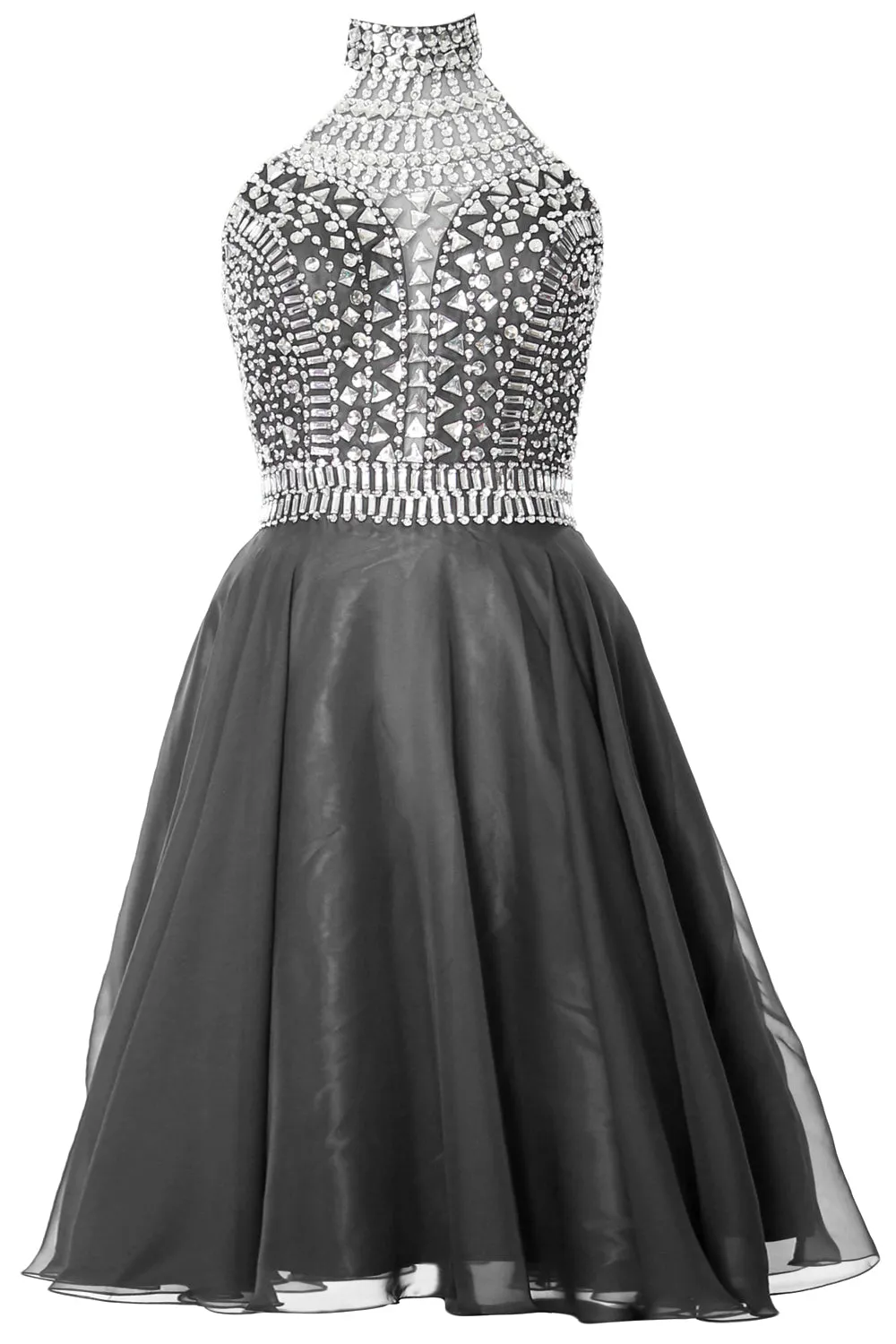 MACloth Gorgeous Halter Prom Homecoming Dress High Neck Cocktail Formal Gown