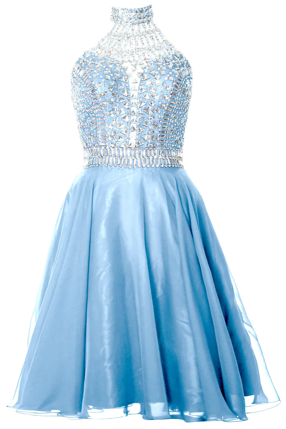 MACloth Gorgeous Halter Prom Homecoming Dress High Neck Cocktail Formal Gown
