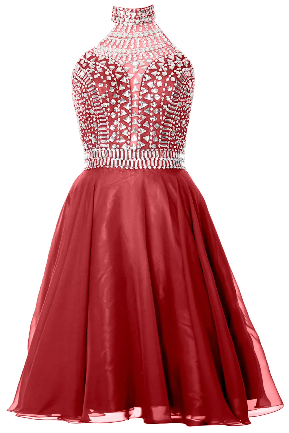 MACloth Gorgeous Halter Prom Homecoming Dress High Neck Cocktail Formal Gown