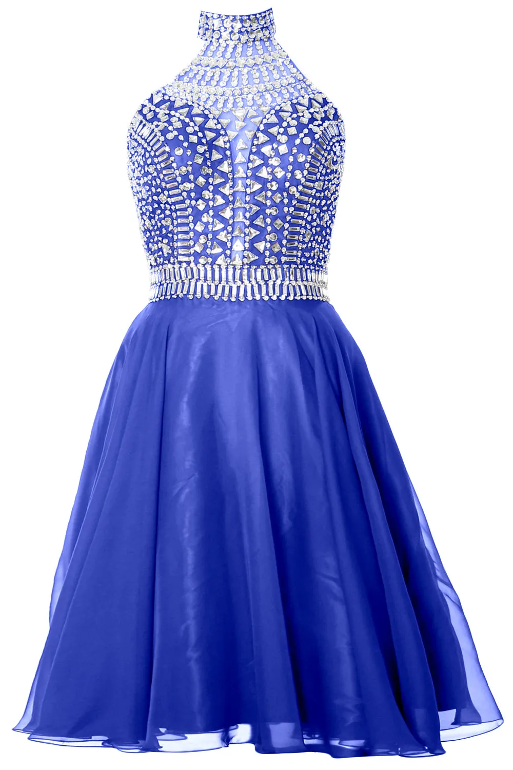 MACloth Gorgeous Halter Prom Homecoming Dress High Neck Cocktail Formal Gown