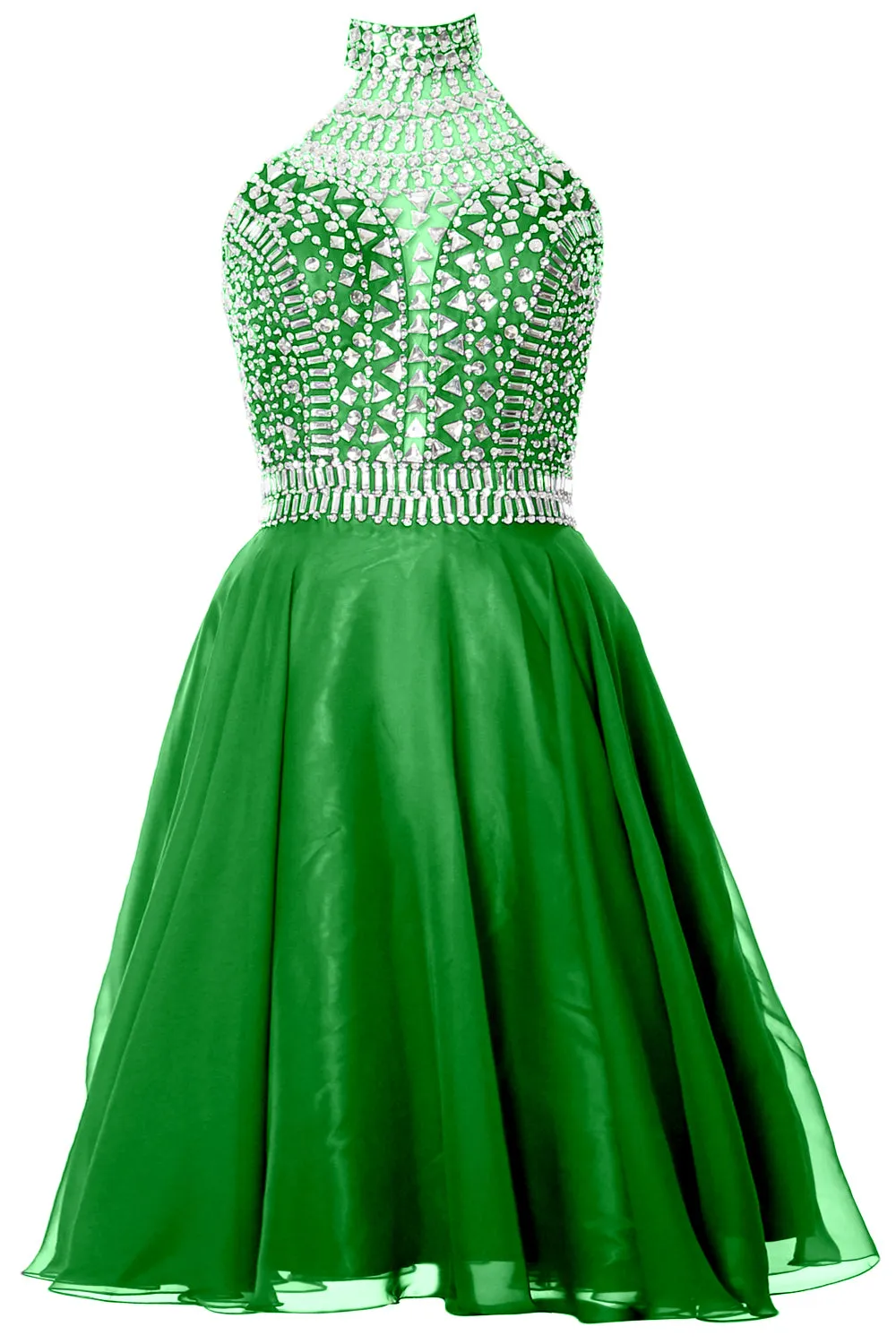MACloth Gorgeous Halter Prom Homecoming Dress High Neck Cocktail Formal Gown