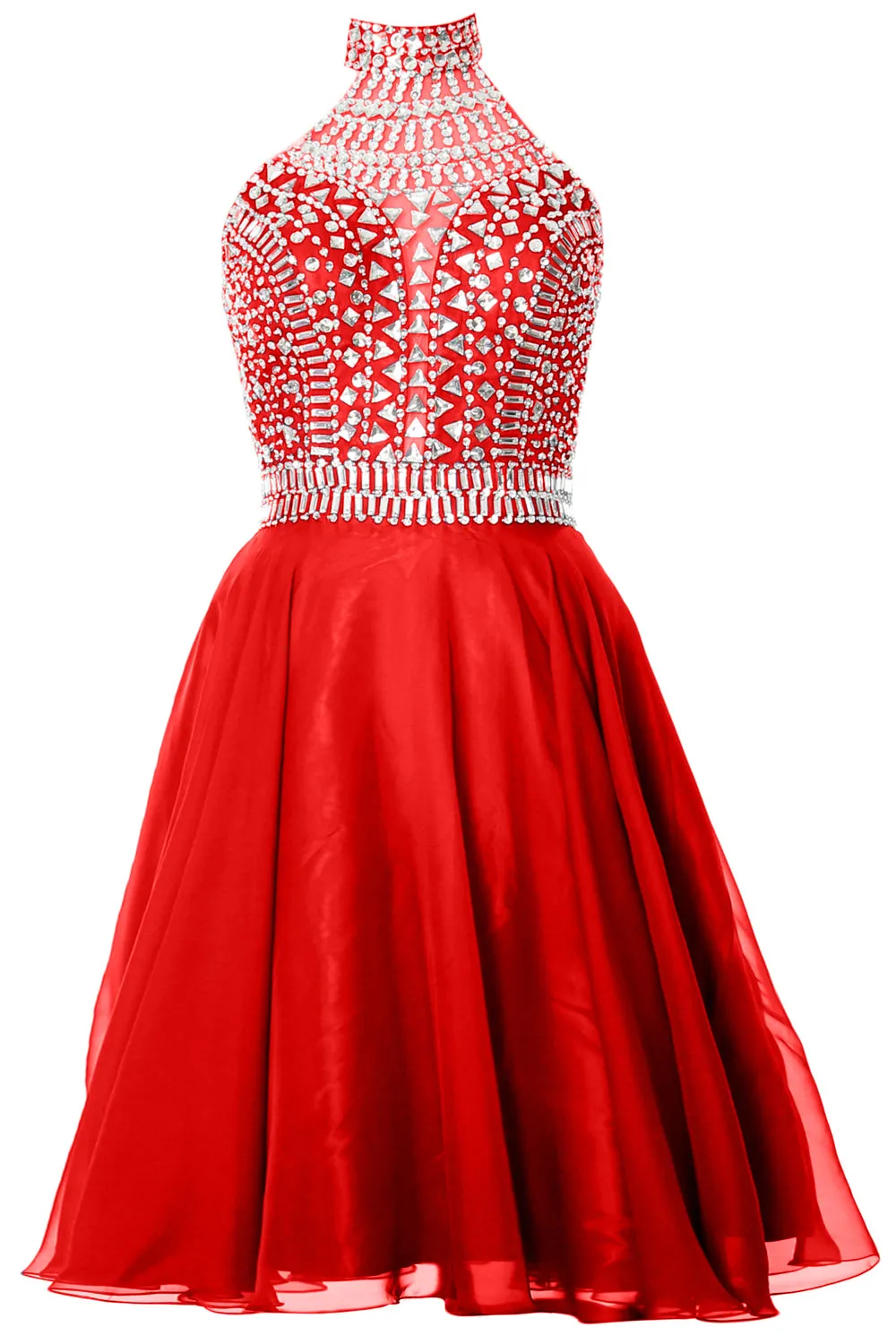 MACloth Gorgeous Halter Prom Homecoming Dress High Neck Cocktail Formal Gown
