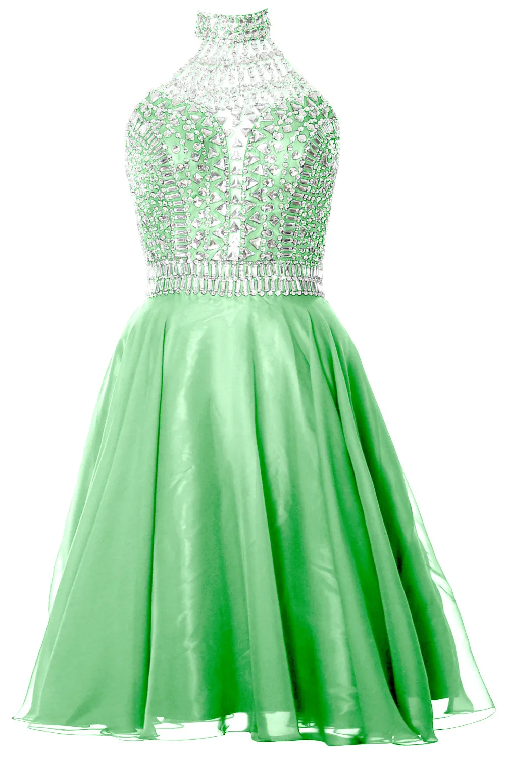 MACloth Gorgeous Halter Prom Homecoming Dress High Neck Cocktail Formal Gown