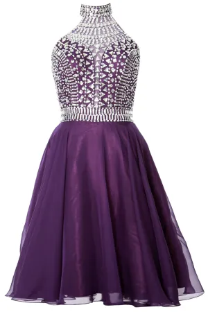 MACloth Gorgeous Halter Prom Homecoming Dress High Neck Cocktail Formal Gown