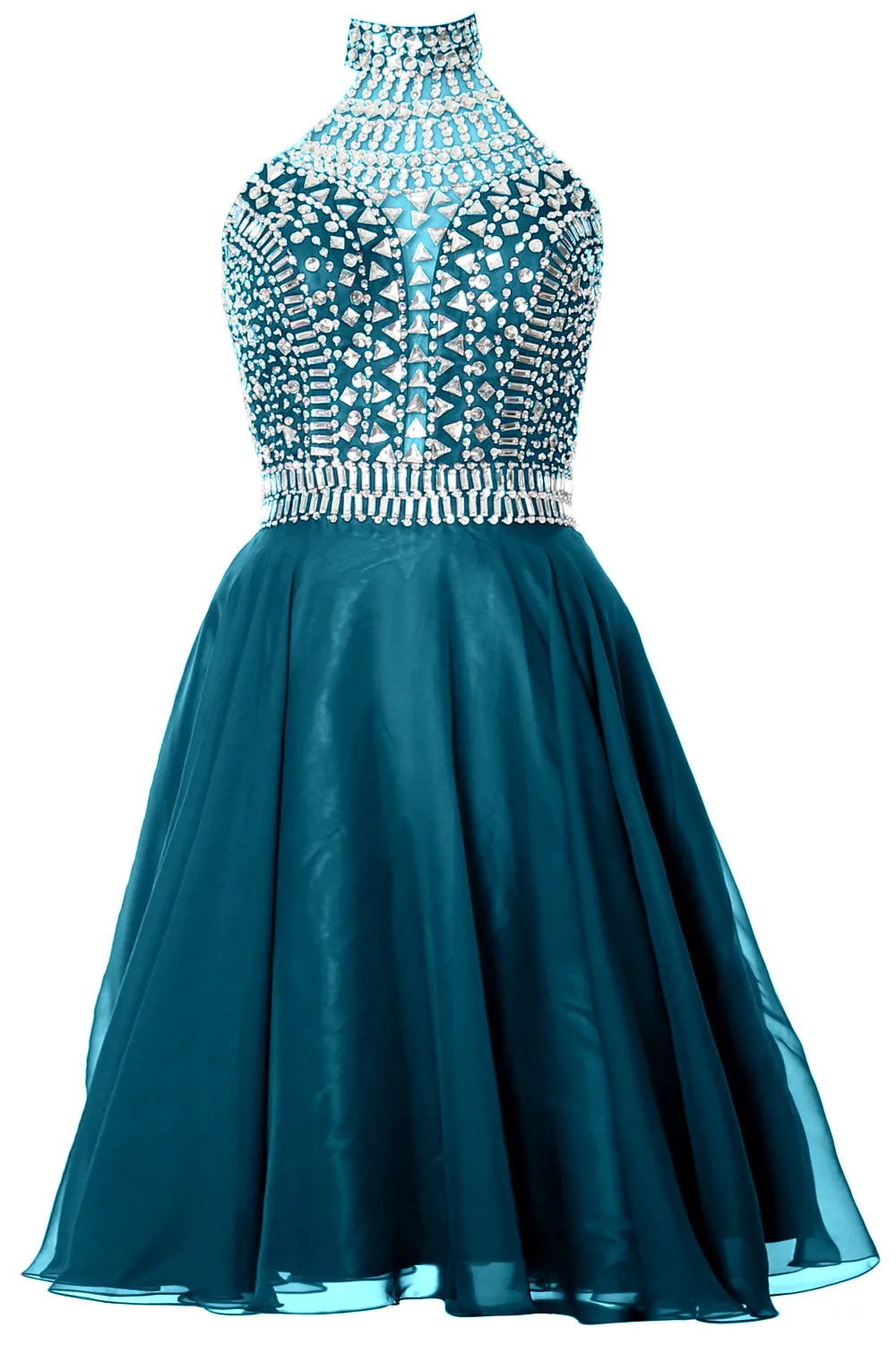 MACloth Gorgeous Halter Prom Homecoming Dress High Neck Cocktail Formal Gown