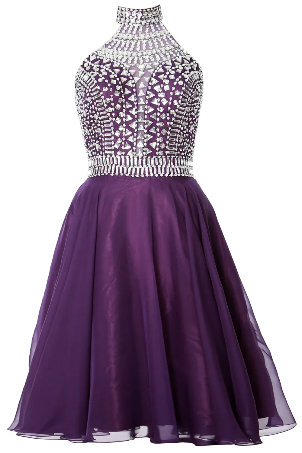 MACloth Gorgeous Halter Prom Homecoming Dress High Neck Cocktail Formal Gown