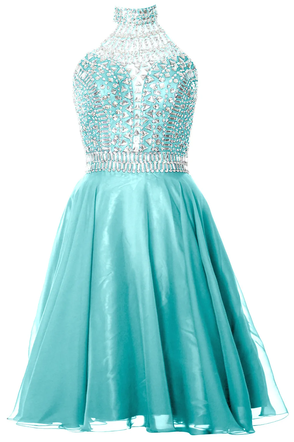 MACloth Gorgeous Halter Prom Homecoming Dress High Neck Cocktail Formal Gown