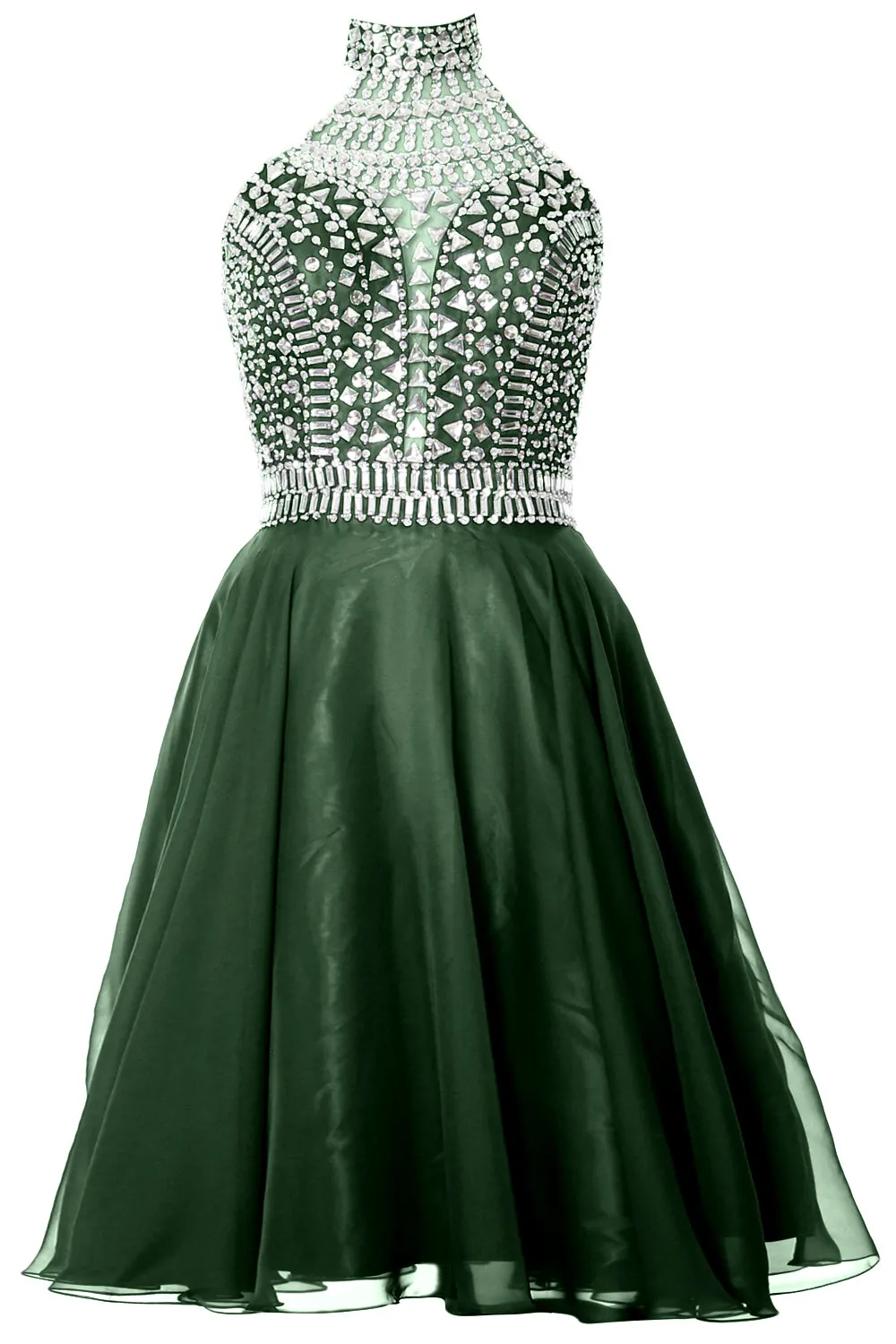MACloth Gorgeous Halter Prom Homecoming Dress High Neck Cocktail Formal Gown