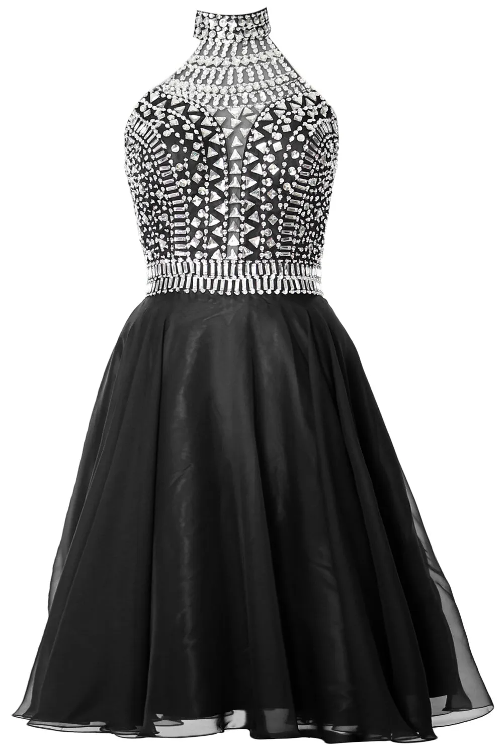 MACloth Gorgeous Halter Prom Homecoming Dress High Neck Cocktail Formal Gown