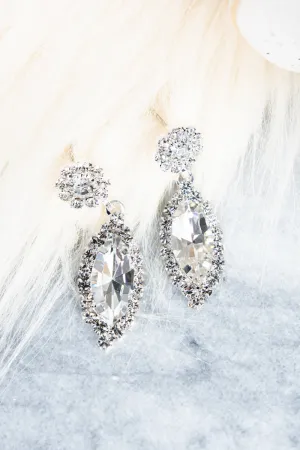 Marilyn Marquise Cubic Zirconia Silvertone Earrings