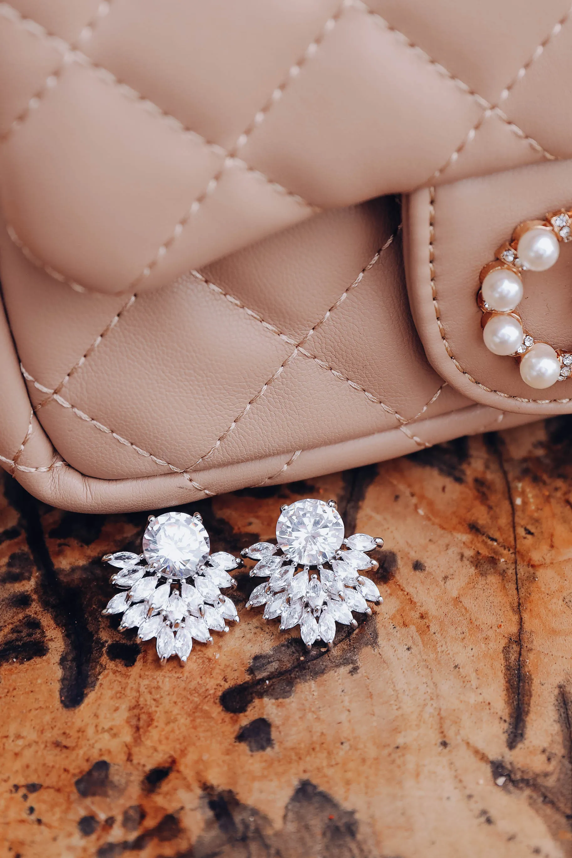 Marquise Glam Cluster Earrings - Silver