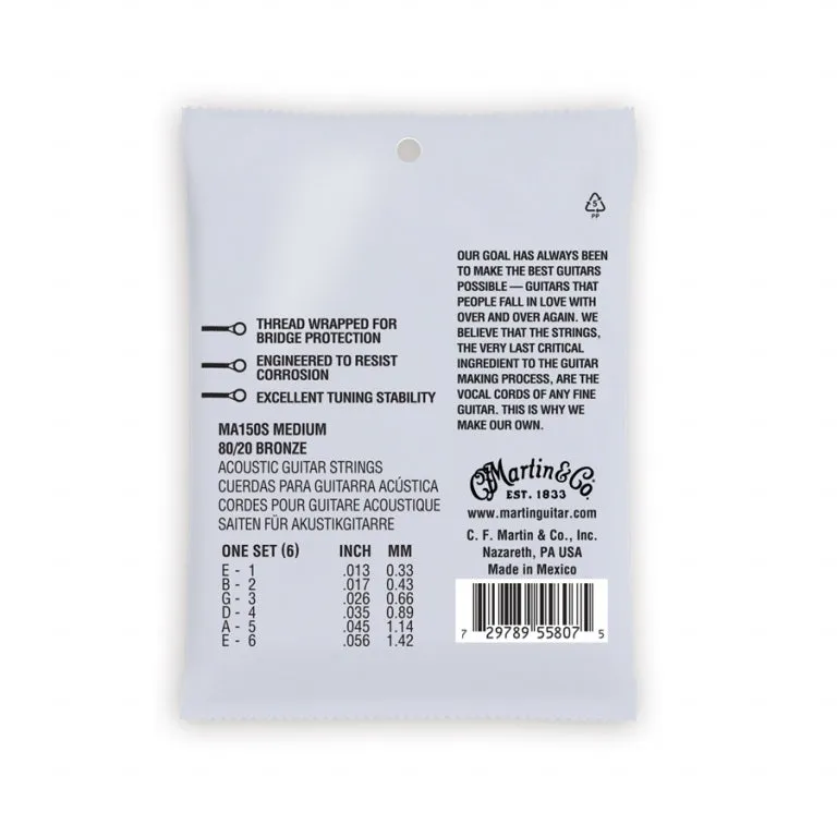 MARTIN MA150S MEDIUM 13 - 56 BRONZE 80/20 AUTHENTIC ACOUSTIC MARQUIS® SILKED GUITAR STRINGS