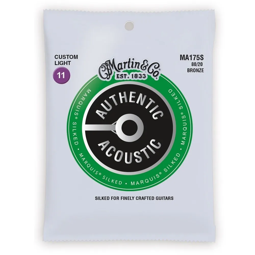 MARTIN MA175S CUSTOM LIGHT 11 - 52 BRONZE 80/20 AUTHENTIC ACOUSTIC MARQUIS® SILKED GUITAR STRINGS