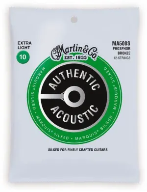 MARTIN MA500S EXTRA LIGHT 10 - 47 PHOSPHOR BRONZE 12 STRING AUTHENTIC ACOUSTIC MARQUIS® SILKED GUITAR STRINGS