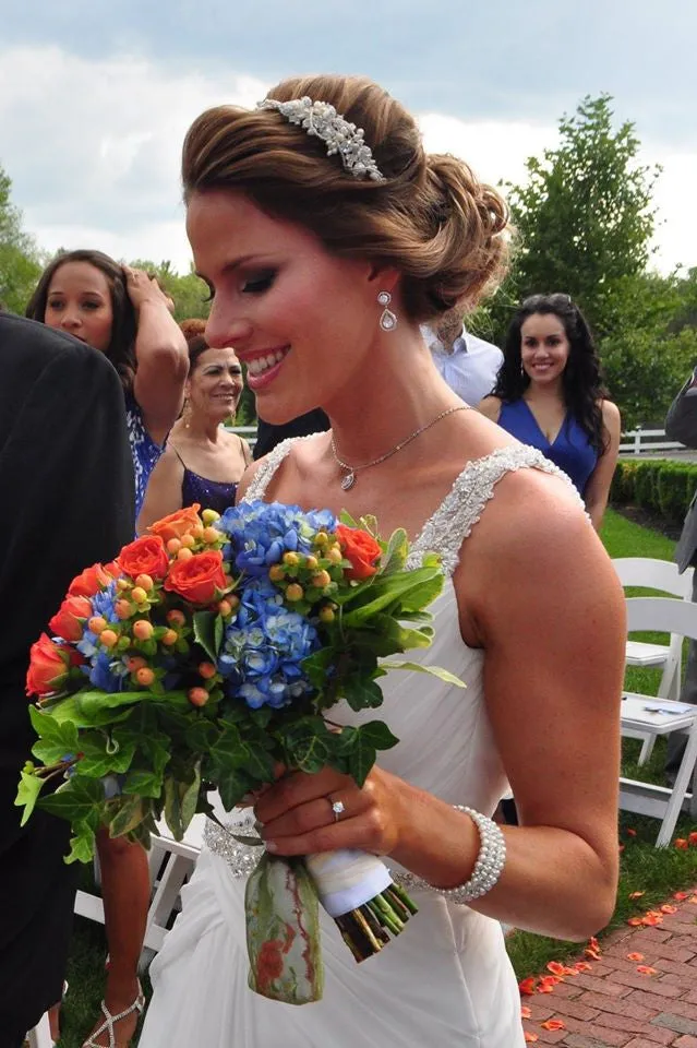 MayKayla Pearl Ribbon Silver Headband | Swarovski Crystal