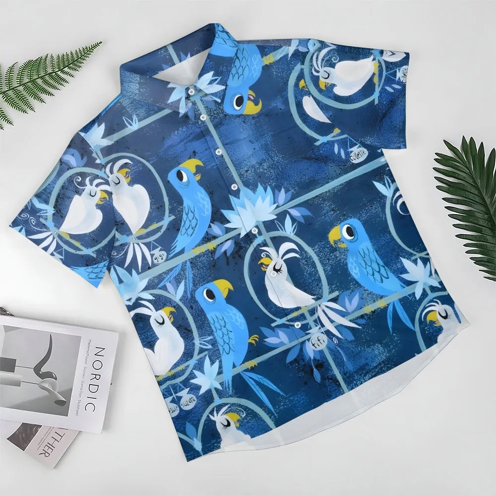 Men's Hawaiian Parrot Casual Short Sleeve Shirt 2402000174