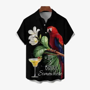 Men's Hawaiian Parrot Print Casual Short Sleeve Shirt 2403000459