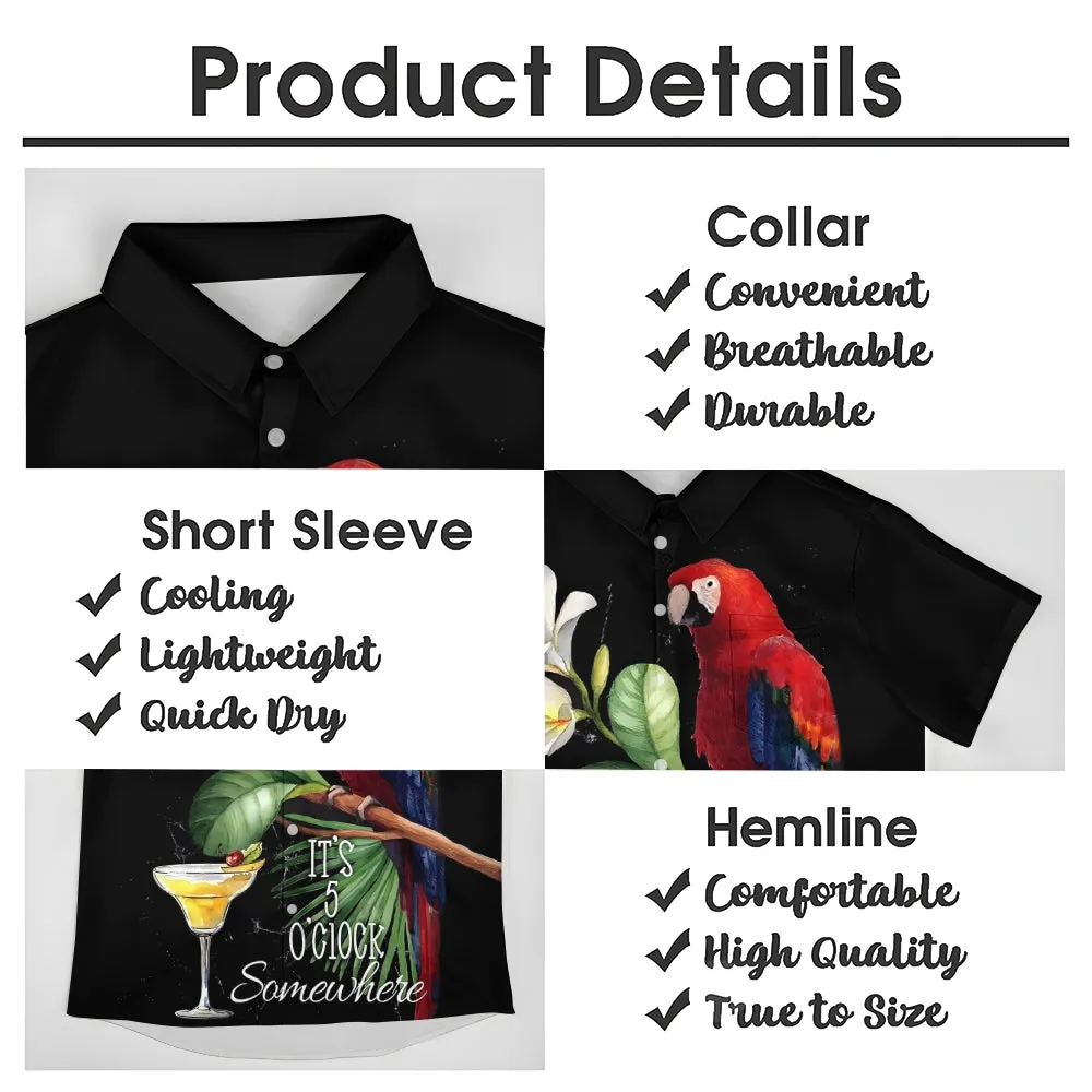 Men's Hawaiian Parrot Print Casual Short Sleeve Shirt 2403000459