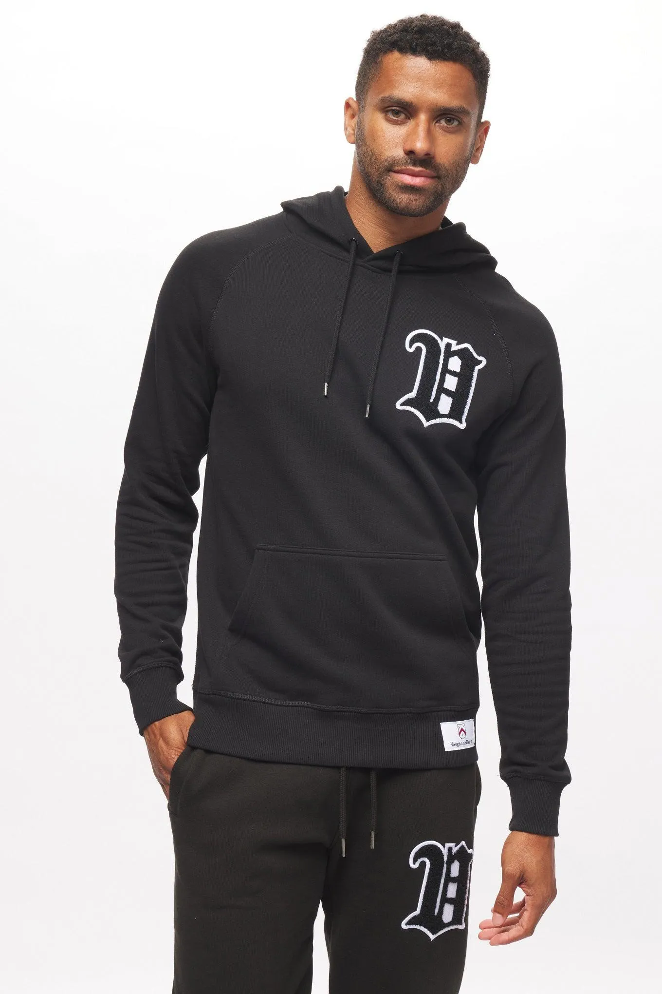 Men's - House of V - Black Varsity Chenille Patch Pullover Hoodie