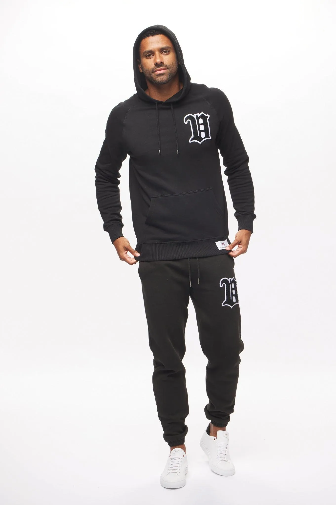 Men's - House of V - Black Varsity Chenille Patch Pullover Hoodie