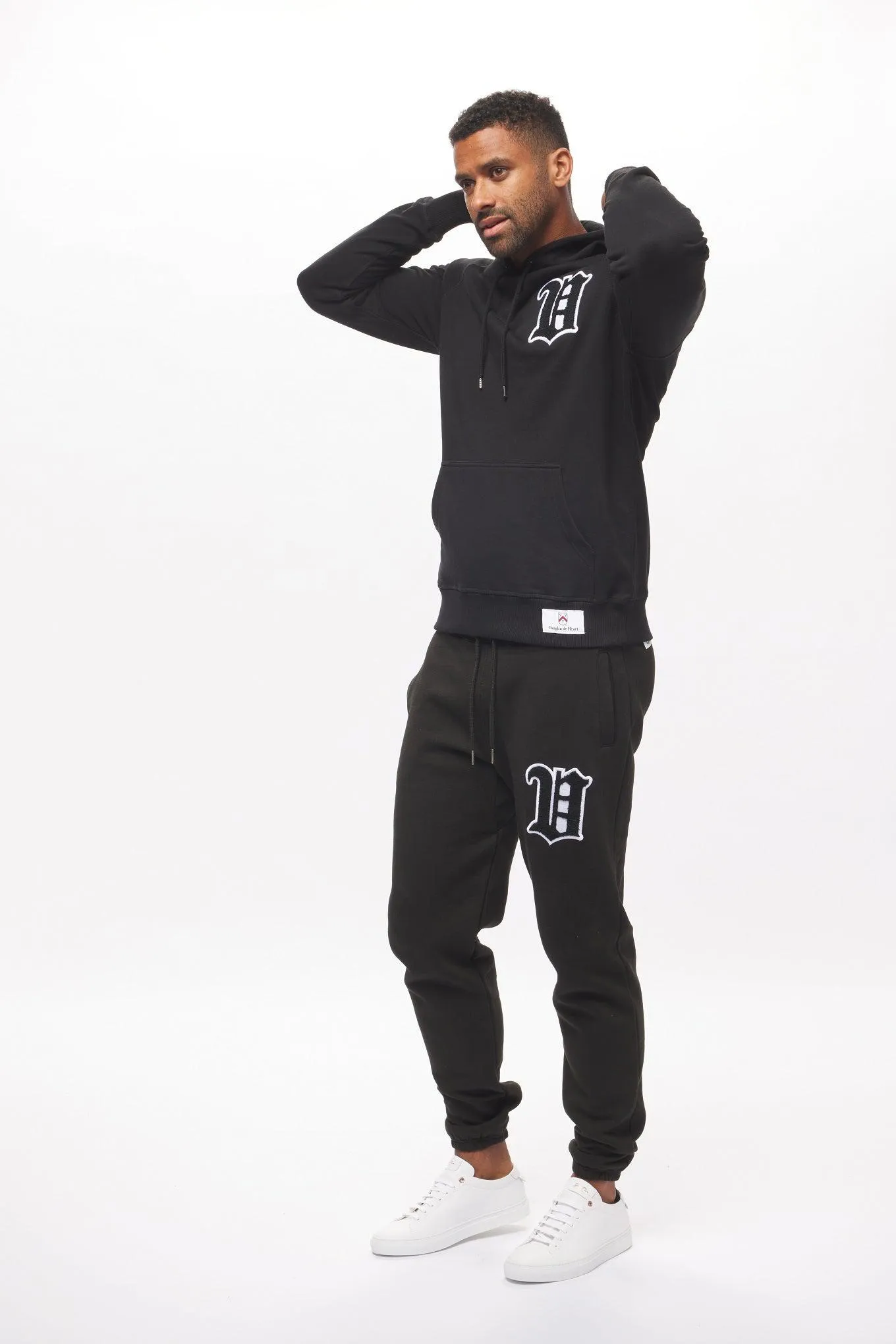 Men's - House of V - Black Varsity Chenille Patch Pullover Hoodie
