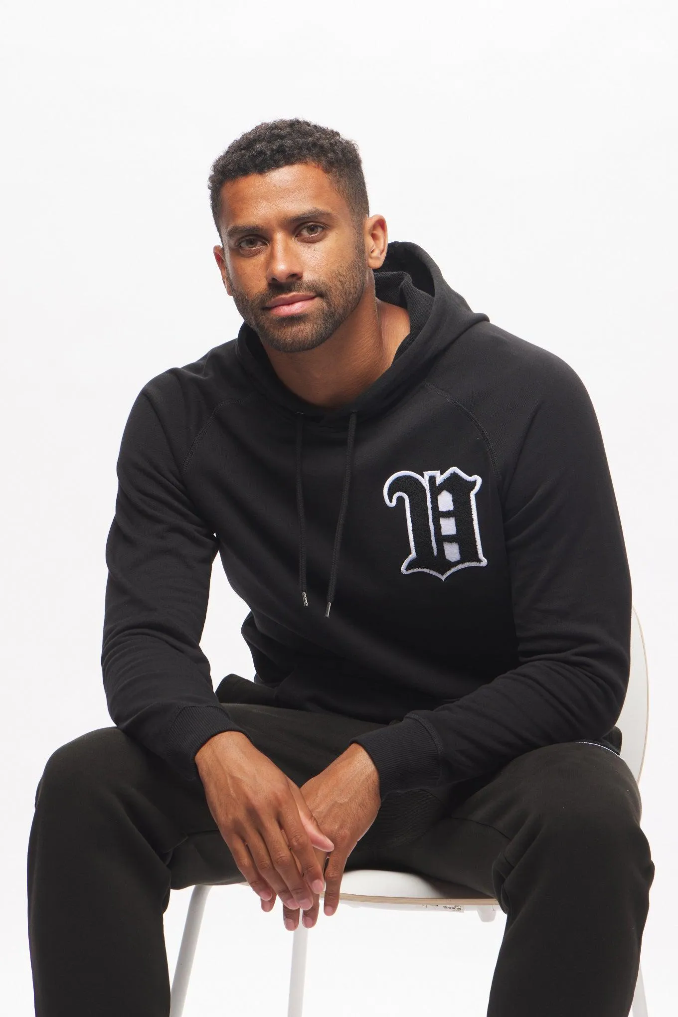 Men's - House of V - Black Varsity Chenille Patch Pullover Hoodie