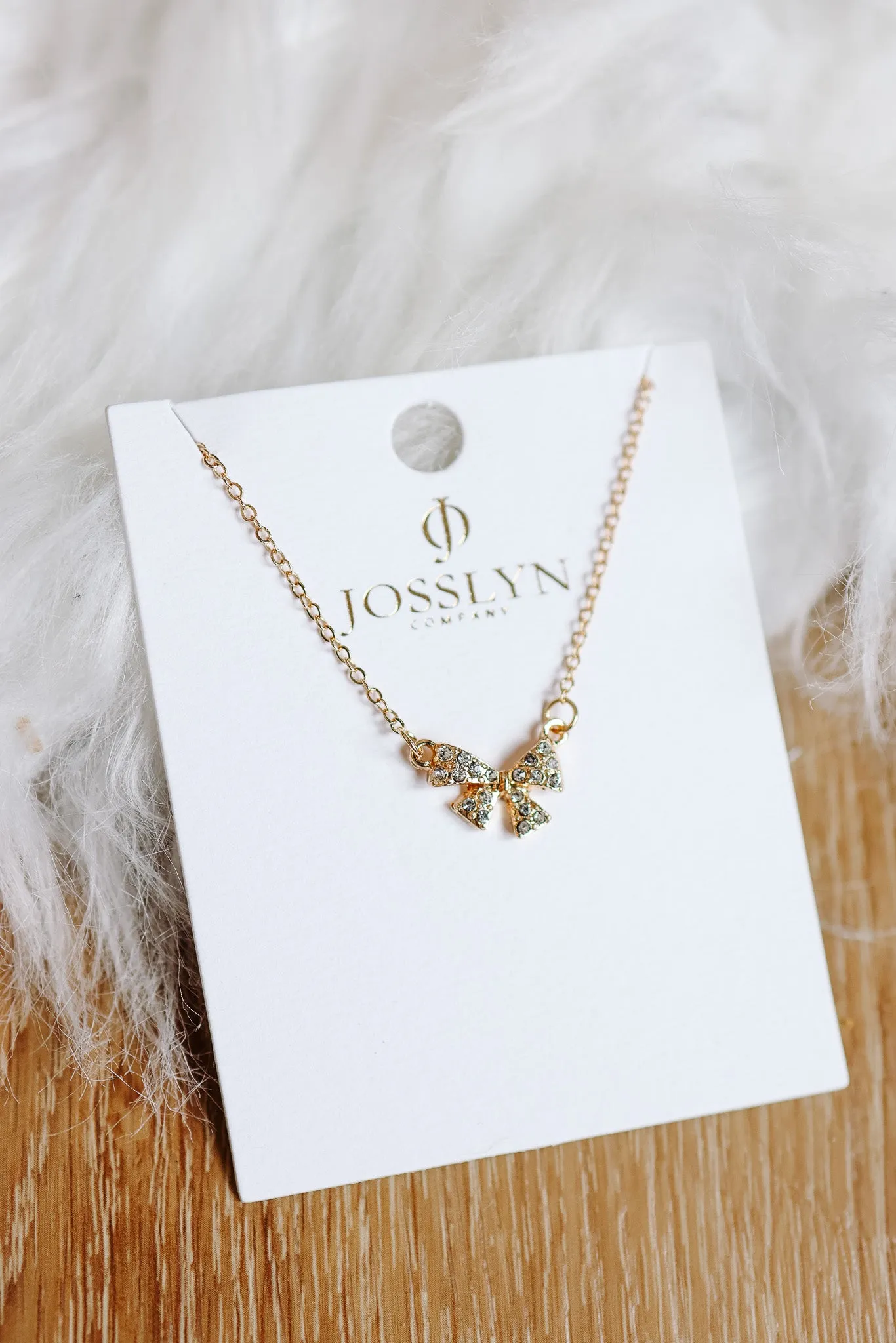 Mini Rhinestone Bow Charm Necklace