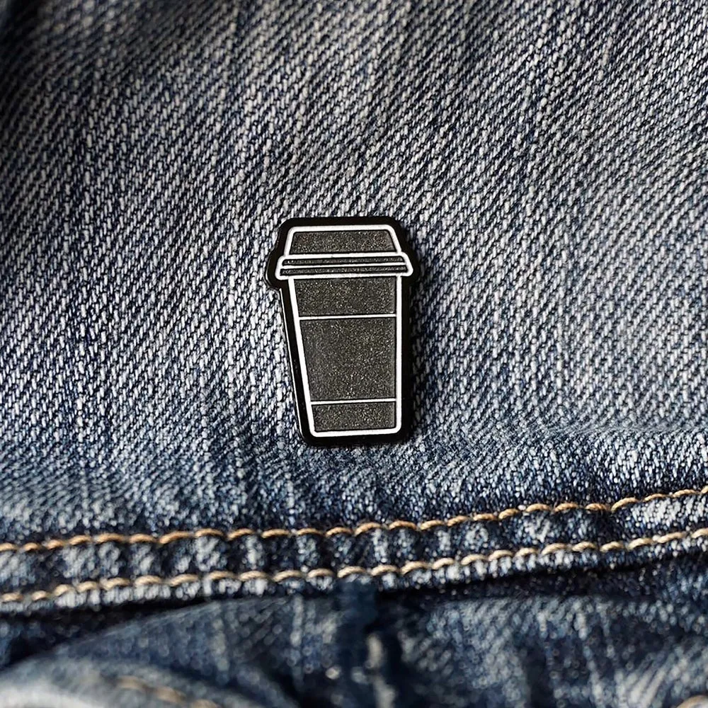 Minimalist Coffee Cup (Glow in the Dark) Lapel Enamel Pin