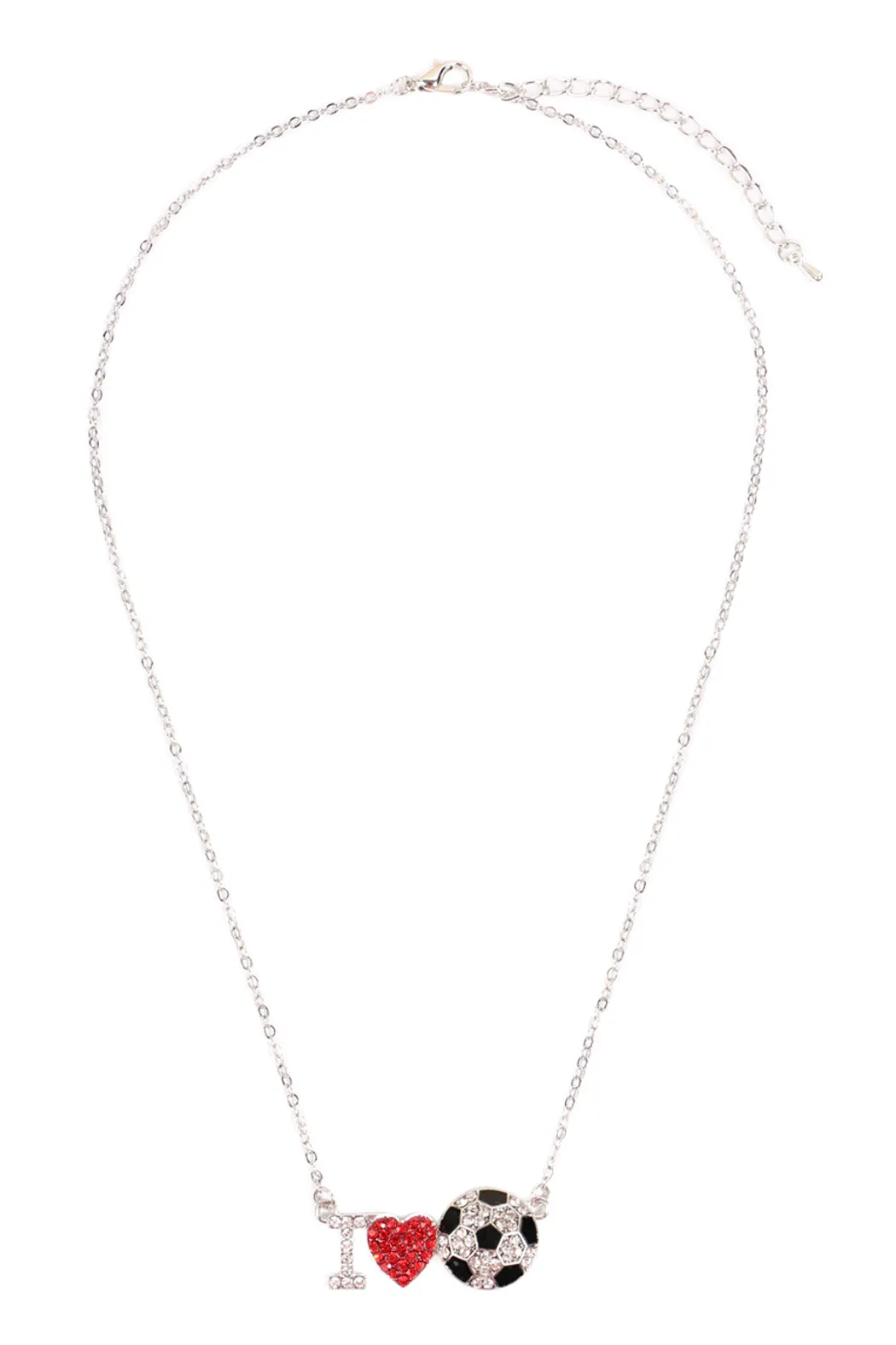 MYN1119 - "I LOVE SOCCER" RHINESTONE CHAIN NECKLACE