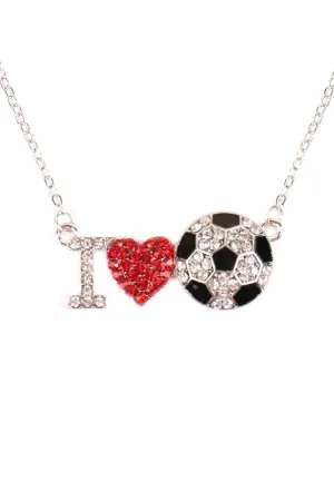 MYN1119 - "I LOVE SOCCER" RHINESTONE CHAIN NECKLACE
