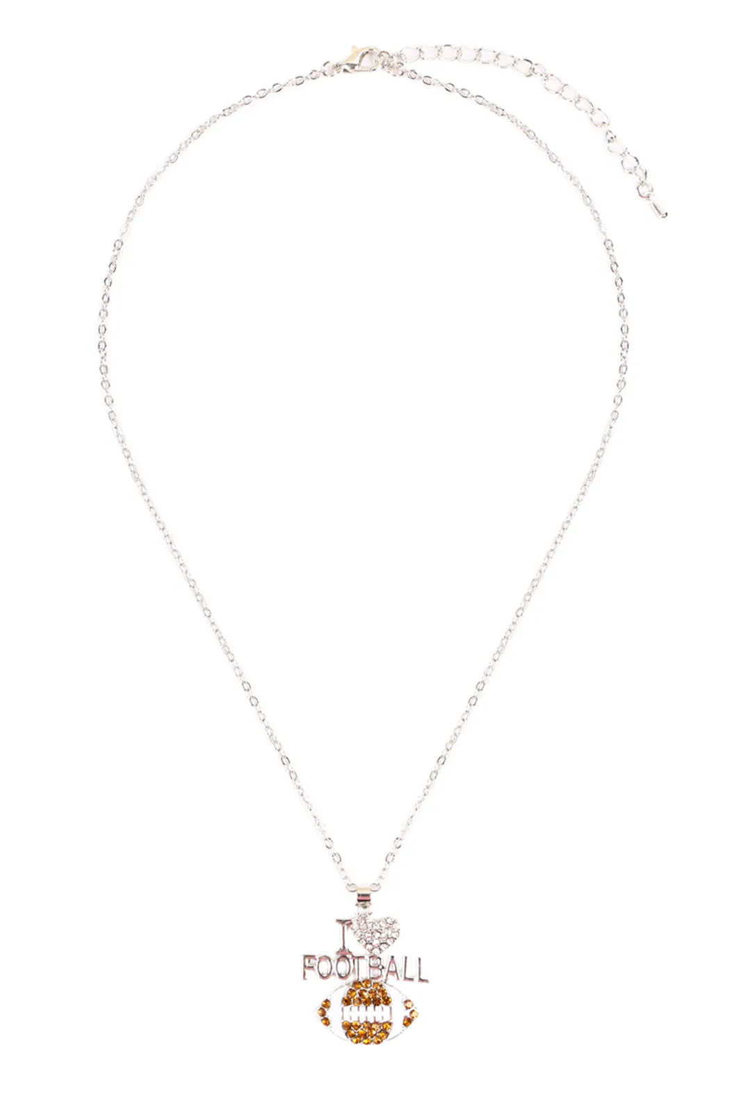 MYN1122 - "I LOVE FOOTBALL" RHINESTONE PENDANT NECKLACE