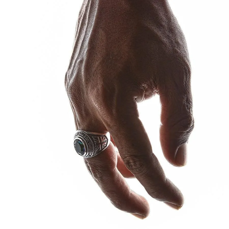 Mystic Quartz Sterling Silver Union Jack Flag Ring