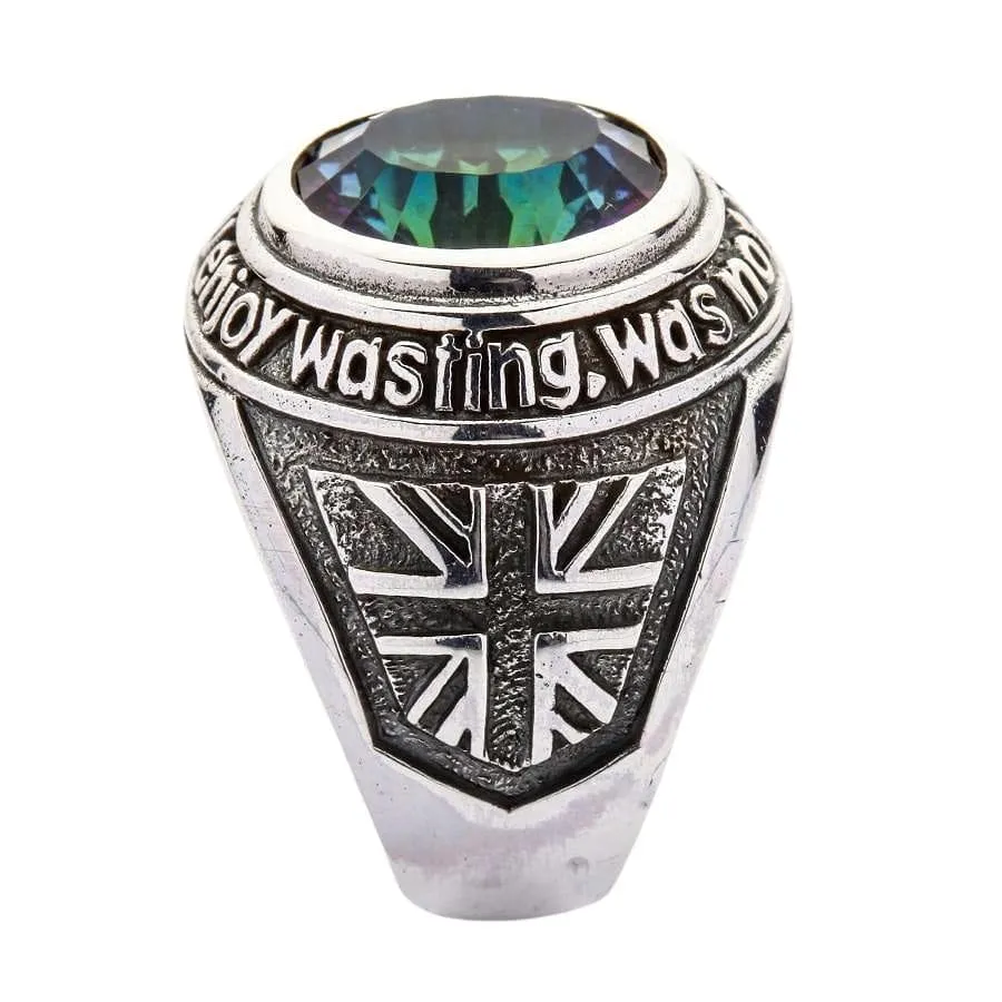 Mystic Quartz Sterling Silver Union Jack Flag Ring