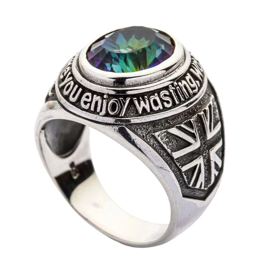 Mystic Quartz Sterling Silver Union Jack Flag Ring