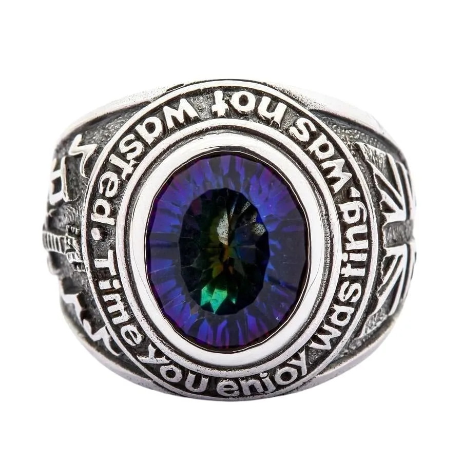 Mystic Quartz Sterling Silver Union Jack Flag Ring