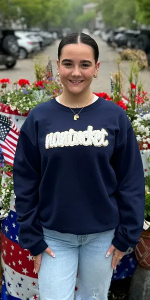 Nantucket Chenille Applique Sweatshirt in Navy