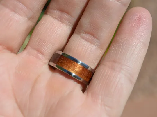 Natural Koa Exotic Wood in a Titanium Band 8mm Mens or Ladies Wedding Bands Sz 4 5 6 7 8 9 10 11 12 13 14 15 16 17 18 19 20 Half & 1/4 Sizes