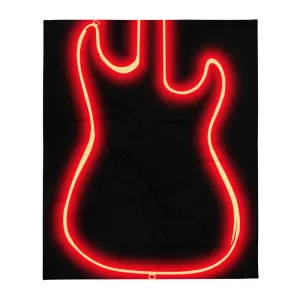 Neon Orange Guitar Throw Blanket