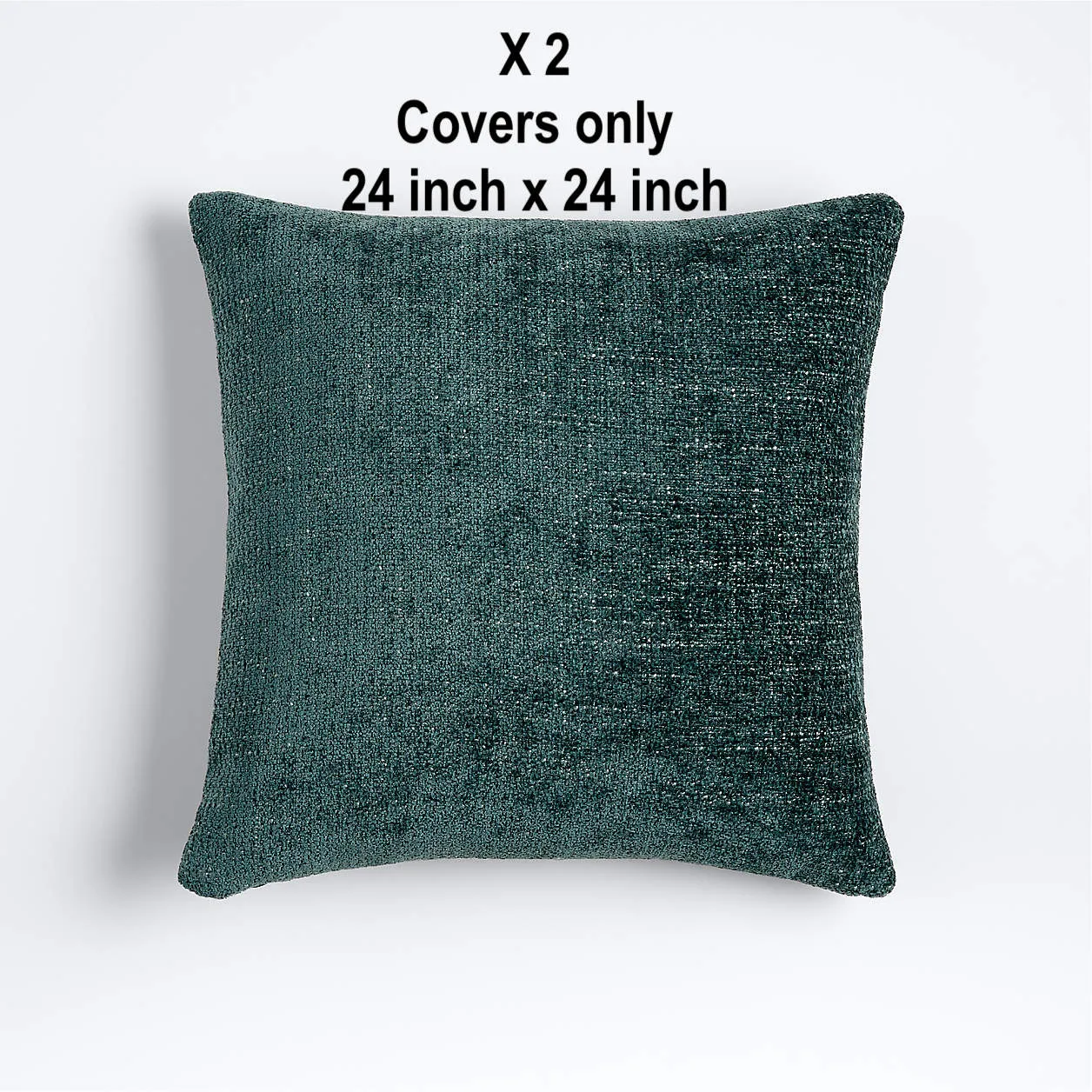 New Chenille Feel 24"x24" Cool Pine Green Throw Pillow Covers, set of 2! Pillow inserts not included