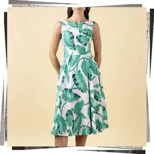 NWOT: Botanical &amp; Parakeets Fully  Lined Retro 50s Style Dress (UK 10 / US 6)