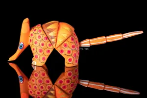 Oaxacan Alebrije Orange Armadillo Wood Carving