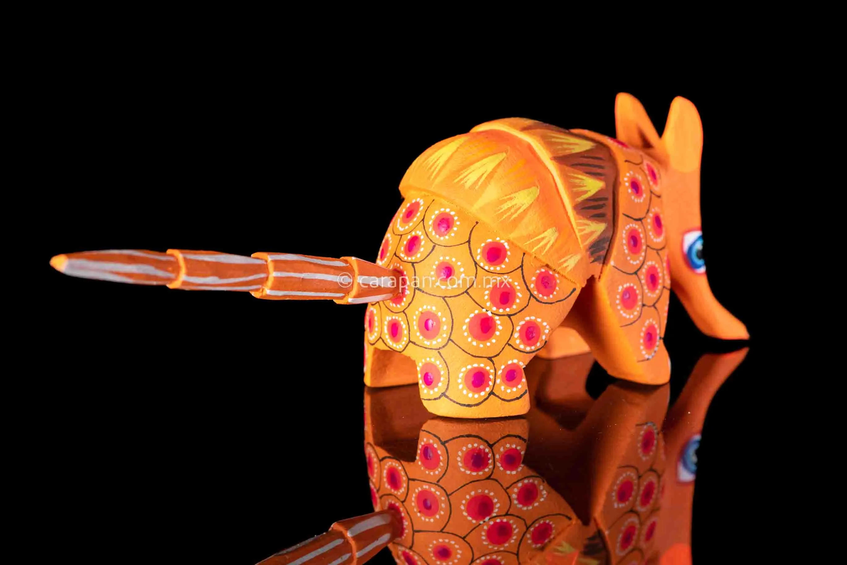 Oaxacan Alebrije Orange Armadillo Wood Carving
