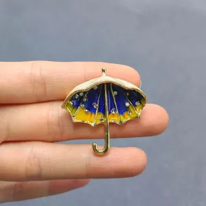 Oil Painting Style Enamel Umbrella Brooch