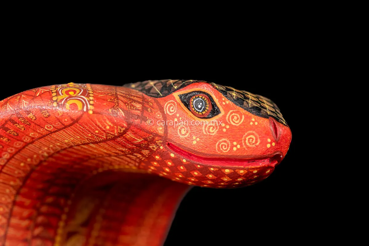 Orange Cobra Mexican Wood Carving Alebrije